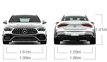 model front and back view diensions