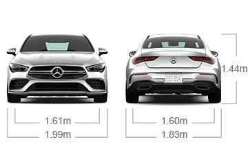model front and back view diensions