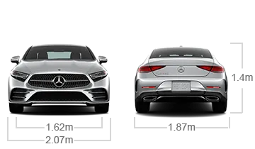 model front and back view diensions