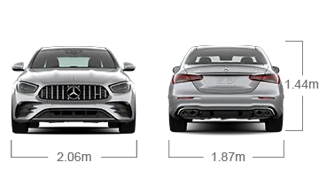 model front and back view diensions