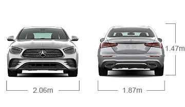 model front and back view diensions