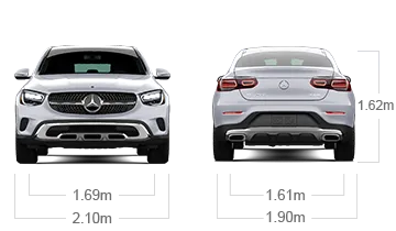 model front and back view diensions
