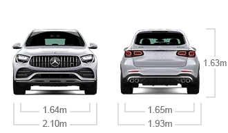 model front and back view diensions