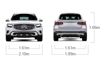 model front and back view diensions