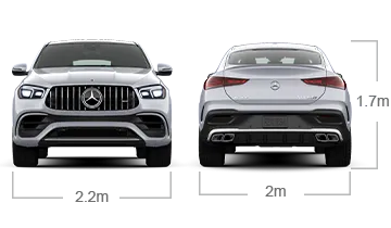 model front and back view diensions