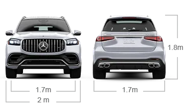 model front and back view diensions