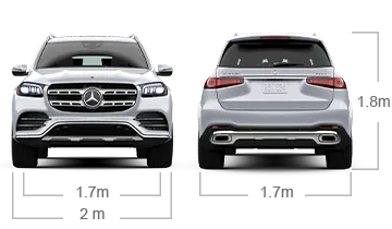 model front and back view diensions