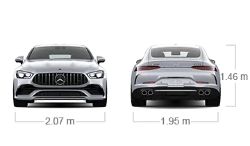 model front and back view diensions