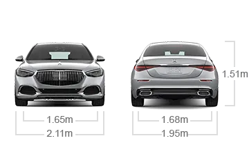 model front and back view diensions