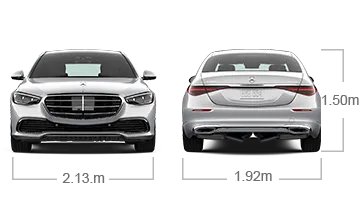 model front and back view diensions