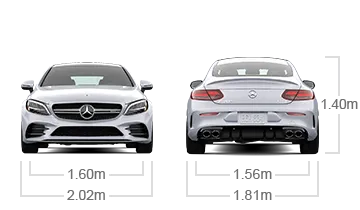 model front and back view diensions