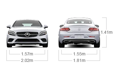 model front and back view diensions