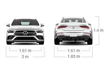 model front and back view diensions
