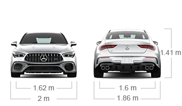 model front and back view diensions