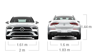 model front and back view diensions