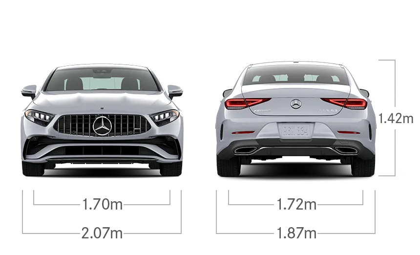 model front and back view diensions