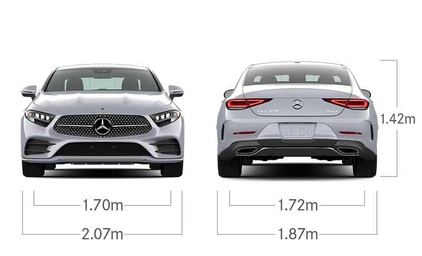 model front and back view diensions