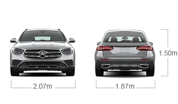 model front and back view diensions