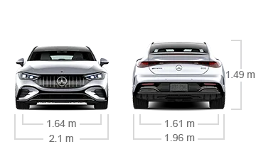 model front and back view diensions