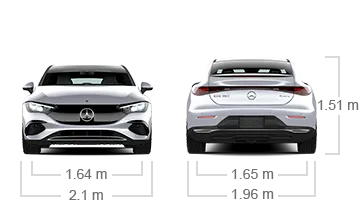 model front and back view diensions