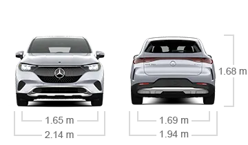 model front and back view diensions