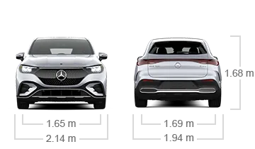 model front and back view diensions