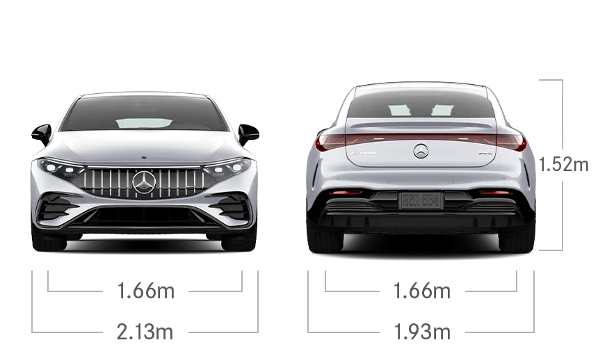 model front and back view diensions