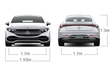 model front and back view diensions