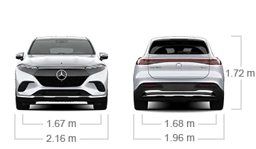 model front and back view diensions