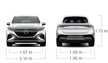 model front and back view diensions