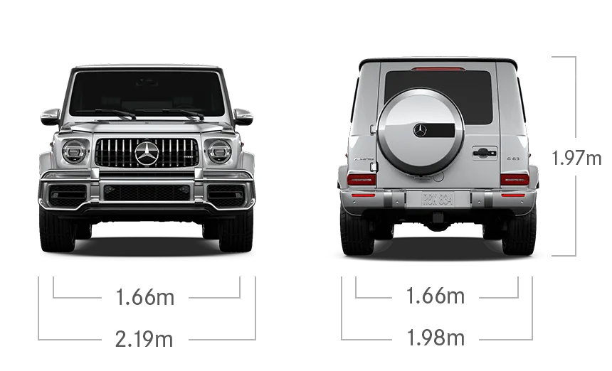 model front and back view diensions