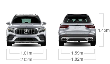 model front and back view diensions
