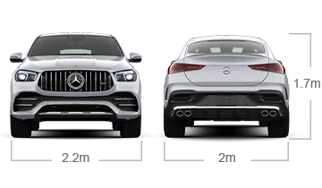 model front and back view diensions