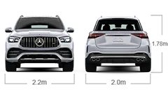 model front and back view diensions