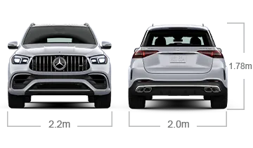 model front and back view diensions