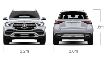 model front and back view diensions