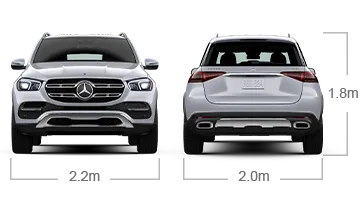model front and back view diensions