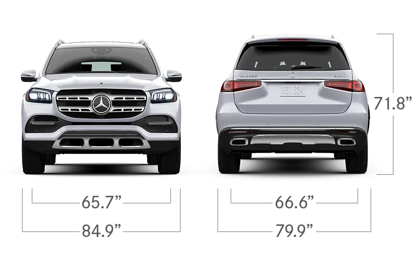 model front and back view diensions