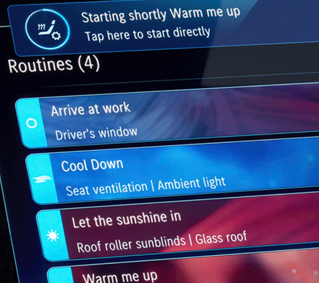 MBUX Routines let you automate everyday functions based on location, conditions or other parameters, from warming the seats when it's cold to playing your favorite Friday night soundtrack.