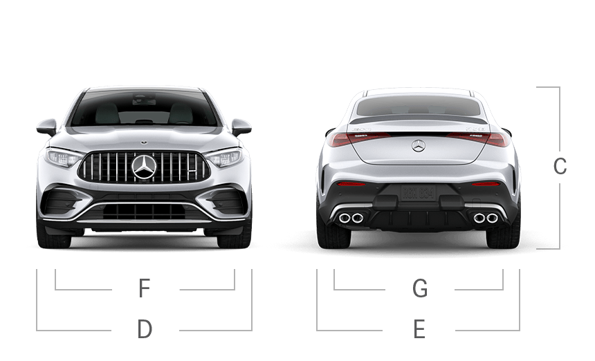 model front and back view diensions