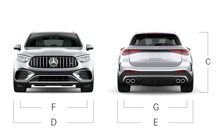 model front and back view diensions