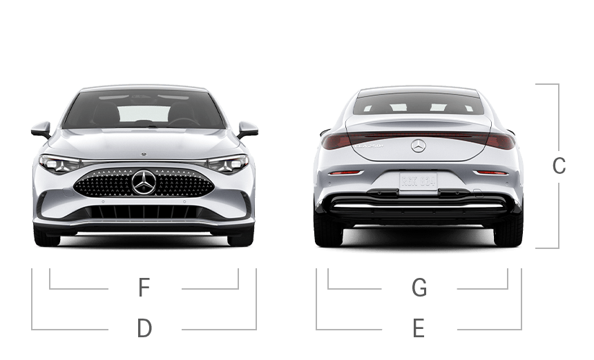 model front and back view diensions