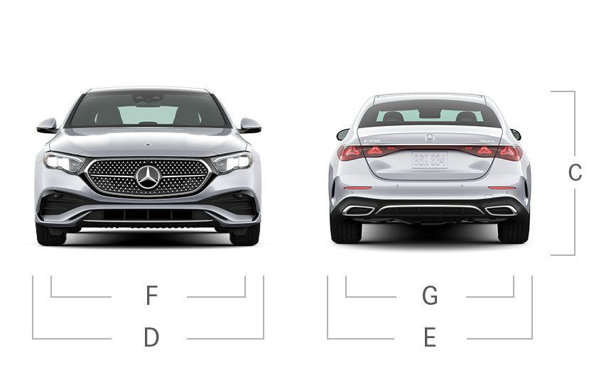 model front and back view diensions