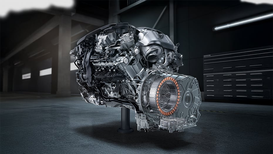 Handcrafted AMG 4.0L V8 biturbo engine with mild hybrid drive