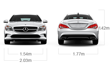 model front and back view diensions