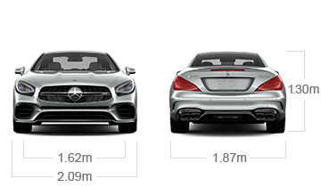 model front and back view diensions