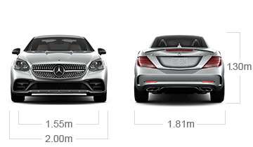 model front and back view diensions