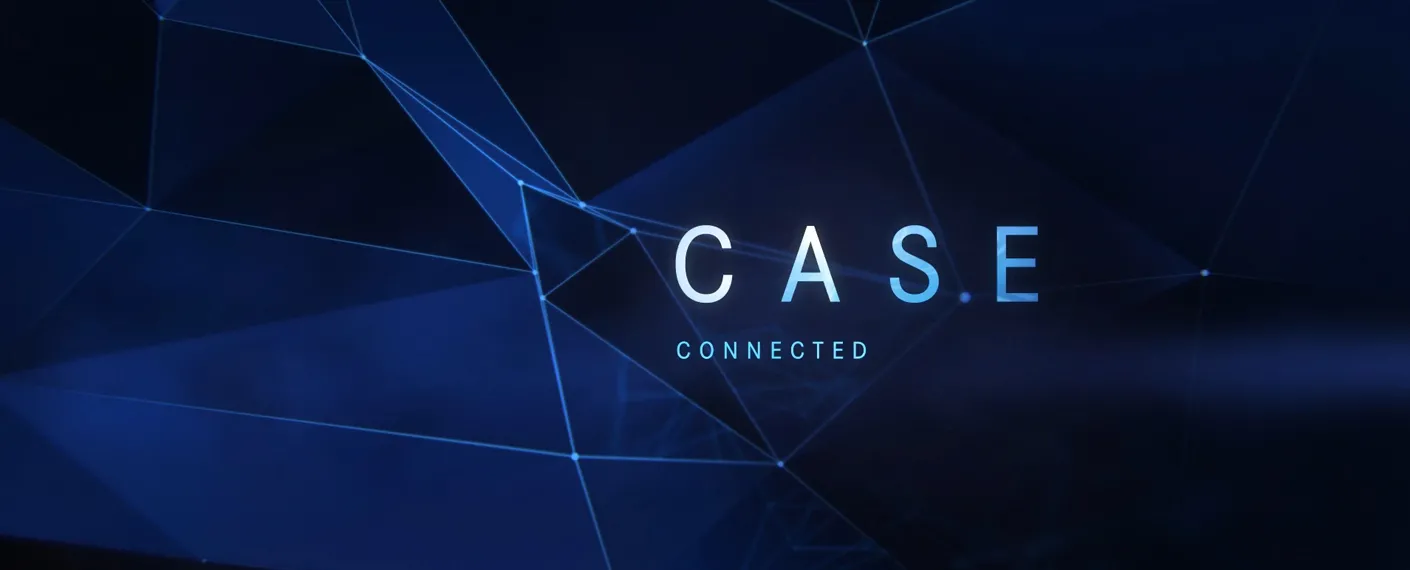 CASE in white letters over a dark blue background.