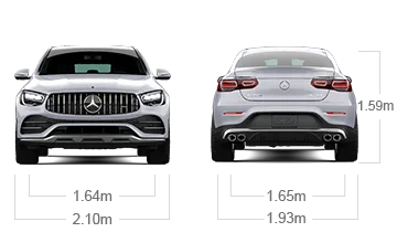 model front and back view diensions